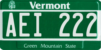 VT license plate AEI222