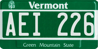 VT license plate AEI226