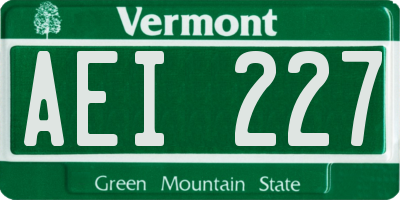 VT license plate AEI227