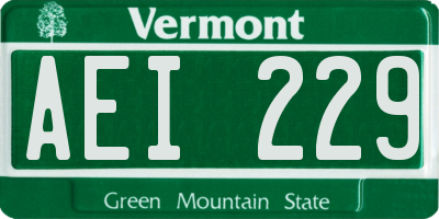 VT license plate AEI229