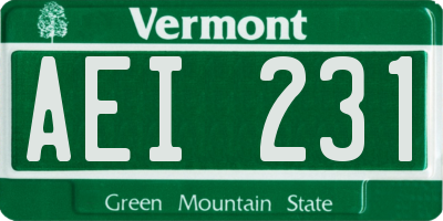 VT license plate AEI231
