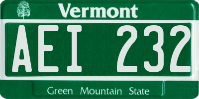 VT license plate AEI232