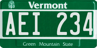 VT license plate AEI234