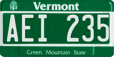 VT license plate AEI235