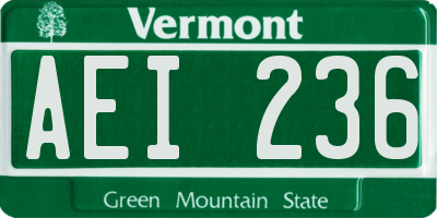 VT license plate AEI236