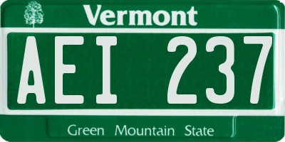 VT license plate AEI237