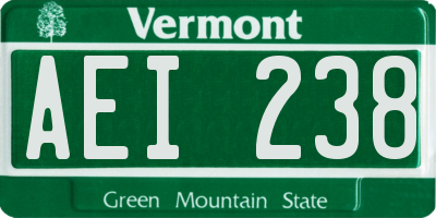 VT license plate AEI238