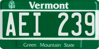 VT license plate AEI239