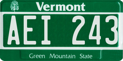 VT license plate AEI243