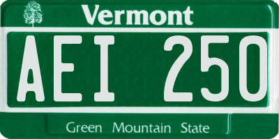 VT license plate AEI250
