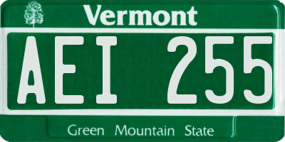 VT license plate AEI255