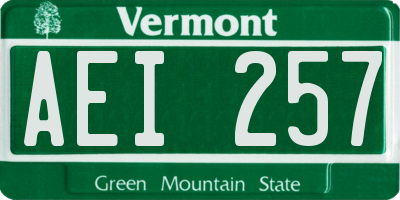 VT license plate AEI257