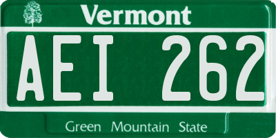 VT license plate AEI262