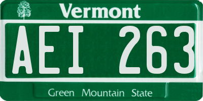 VT license plate AEI263