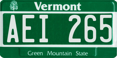 VT license plate AEI265