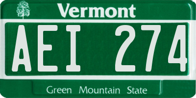 VT license plate AEI274