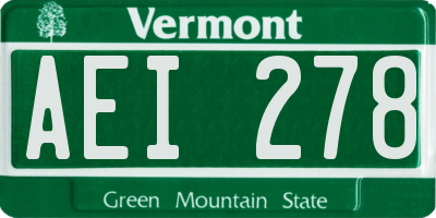 VT license plate AEI278