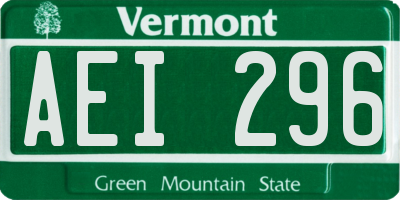 VT license plate AEI296