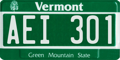 VT license plate AEI301