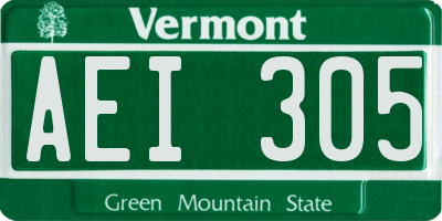 VT license plate AEI305