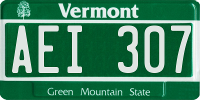 VT license plate AEI307