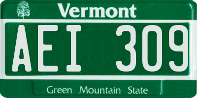 VT license plate AEI309