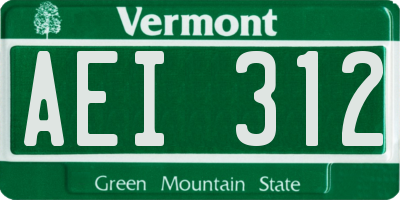 VT license plate AEI312