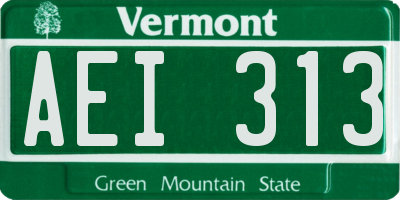 VT license plate AEI313