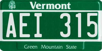 VT license plate AEI315