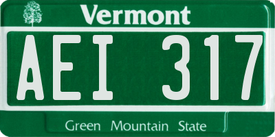 VT license plate AEI317