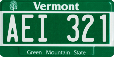 VT license plate AEI321