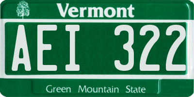VT license plate AEI322
