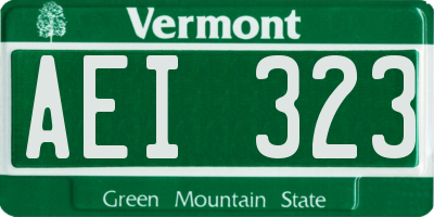 VT license plate AEI323