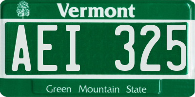 VT license plate AEI325