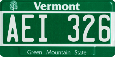 VT license plate AEI326