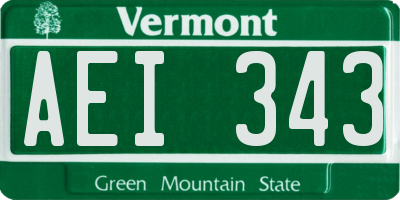 VT license plate AEI343
