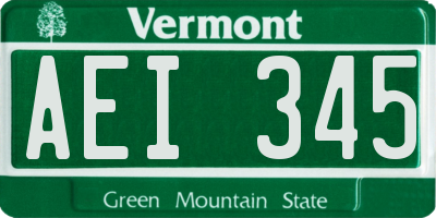 VT license plate AEI345