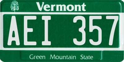 VT license plate AEI357