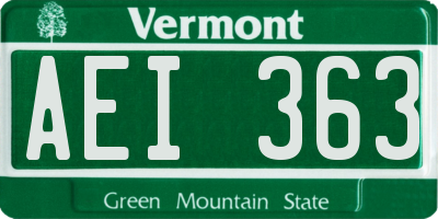 VT license plate AEI363