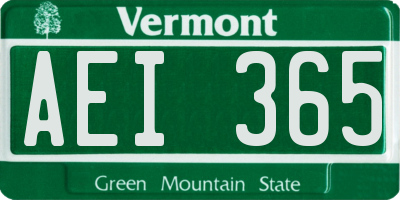 VT license plate AEI365