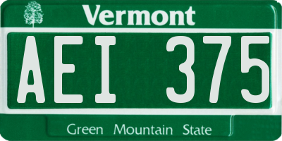 VT license plate AEI375