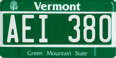 VT license plate AEI380