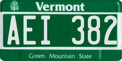 VT license plate AEI382