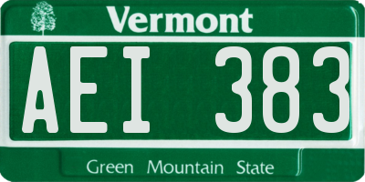 VT license plate AEI383