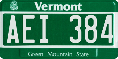 VT license plate AEI384