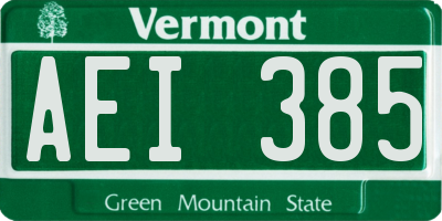 VT license plate AEI385
