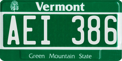 VT license plate AEI386