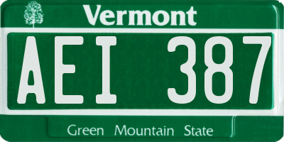 VT license plate AEI387