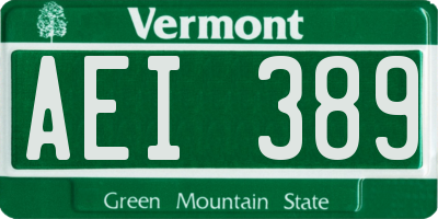 VT license plate AEI389