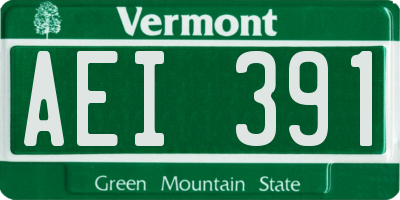 VT license plate AEI391